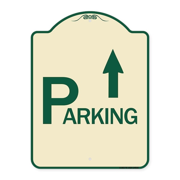 Parking with Arrow Pointing Up Heavy-Gauge Aluminum Architectural Sign, 24" x 18", TG-1824-24515